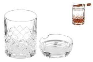Bild von Angelo Zigarrenascher 2er Glas Ø 8cm, H. 3cm + Whiskey Glas H. 10cm 421011